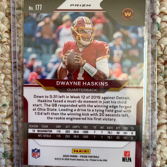 Dwayne Haskins Washington Panini Prizm NFL Card - Picture 2 of 2
